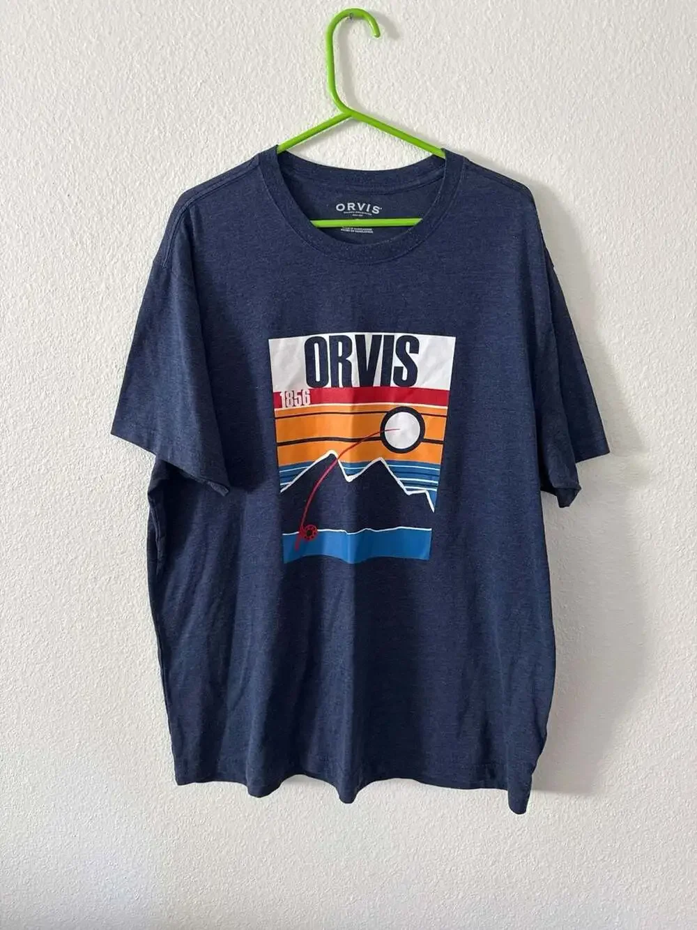 NWT Mens ORVIS Blue Graphic S/S T-Shirt Size Medium M - Picture 1 of 4